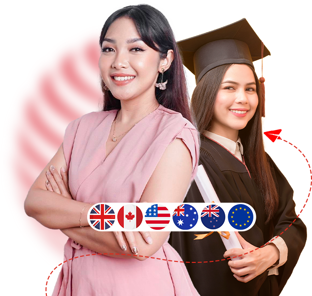 Student with flags