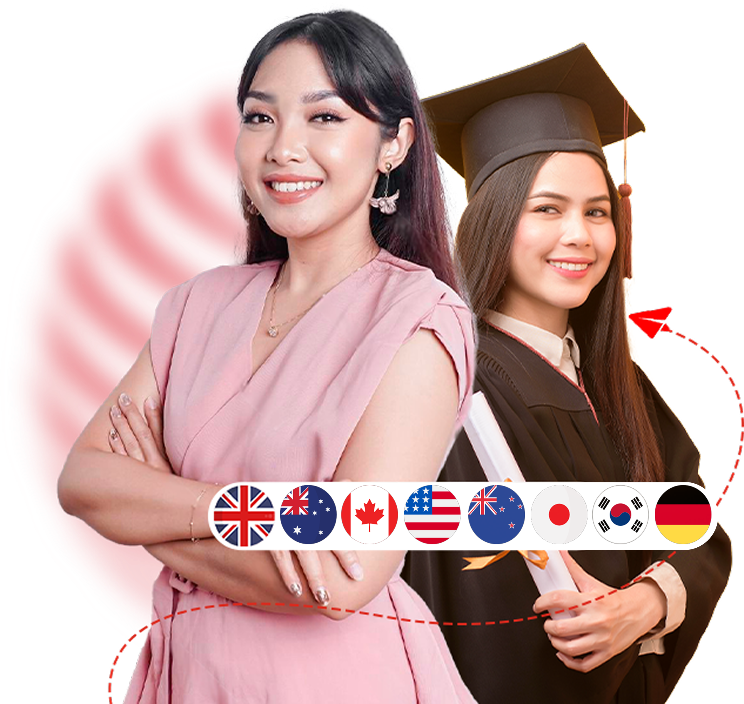 Student with flags
